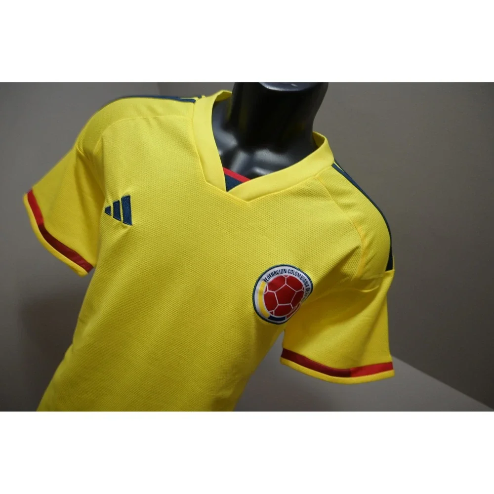 Adidas Colombia Soccer Jersey Mens XL Yellow Short Sleeve Aeroready Excellent